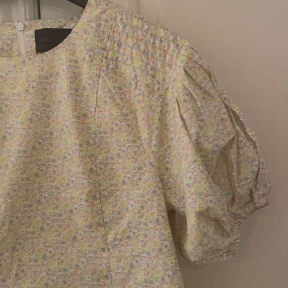 Nwot BIRGITTE HERSKIND bell yellow ditsy floral puff sleeve cotton blouse - Picture 5 of 8
